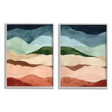Stupell Industries Abstract Blue, Green & Brown Mountain Range Landscape  Gray Framed Wall Art Set | Michaels